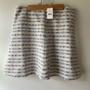 NWT J.Crew Metallic Gold and Blue Geometric Pattern A-Line Skirt - Size 8